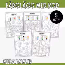 Färglägg med kod - Midsommar