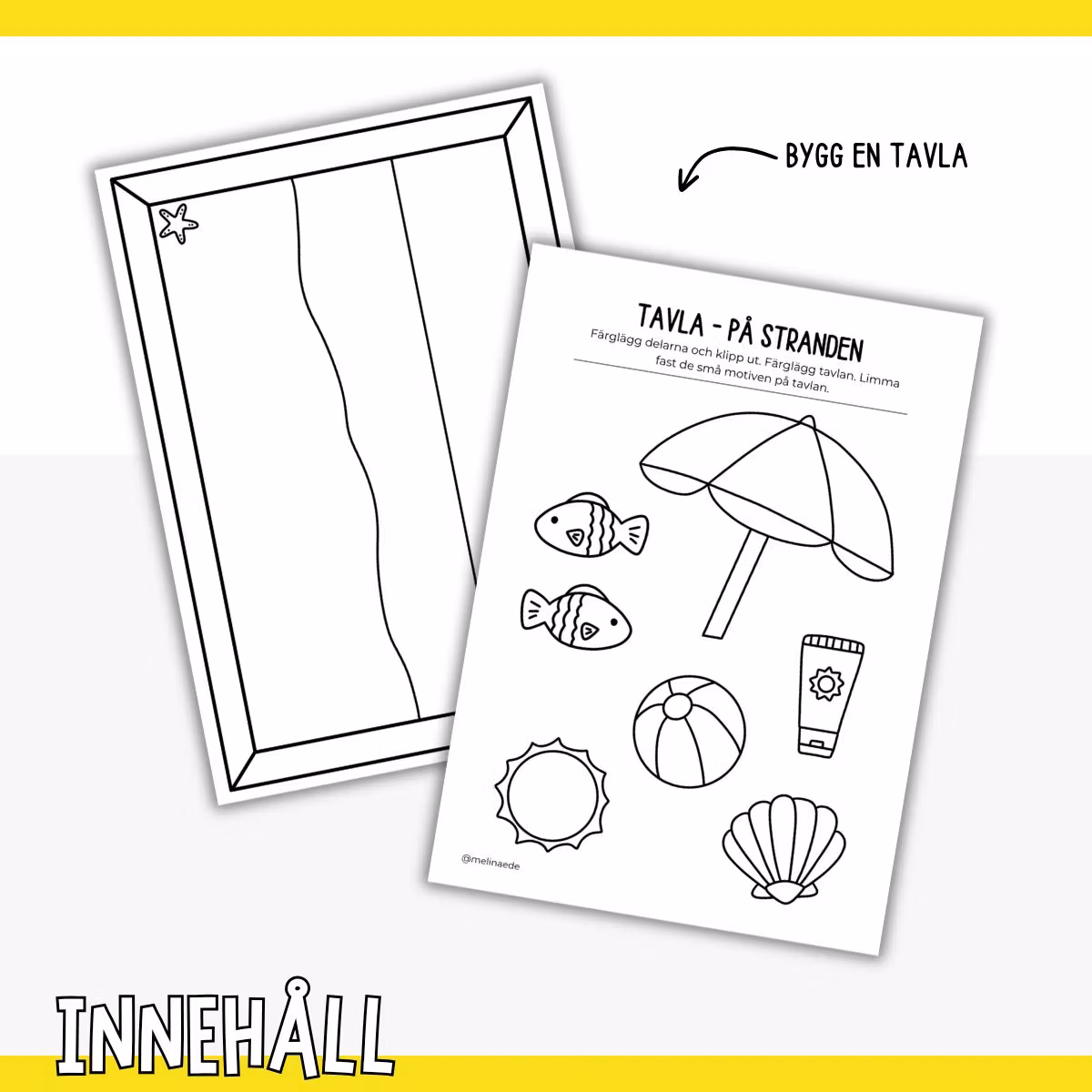 Sommarpyssel - strandtavla att skriva ut