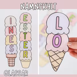 Namnskylt i form av en glass - Bokstavspyssel för barn