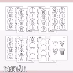 Namnskylt i form av en glass - Bokstavspyssel för barn