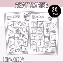 Skattjakter för barn - 20 sidor att skriva ut (utomhus & natur)