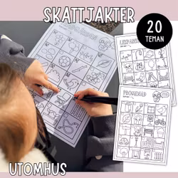 Skattjakter för barn - 20 sidor att skriva ut (utomhus & natur)