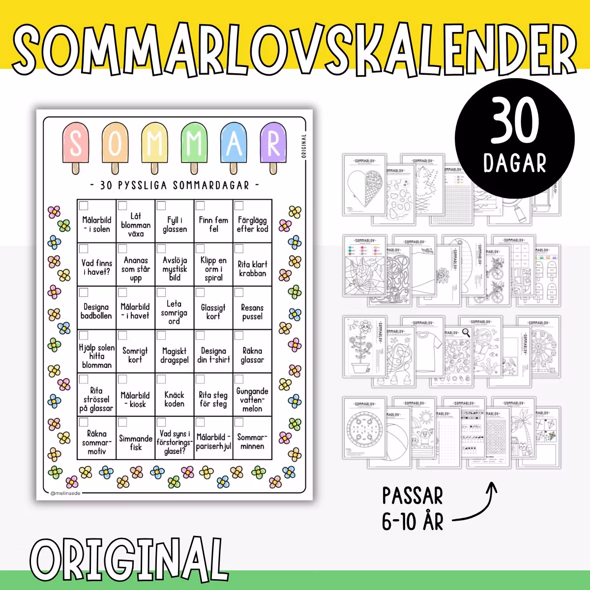 Sommarlovets pysselkalender - 30 dagar (original)