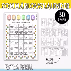 Sommarlovets pysselkalender - 30 dagar (extra enkel)