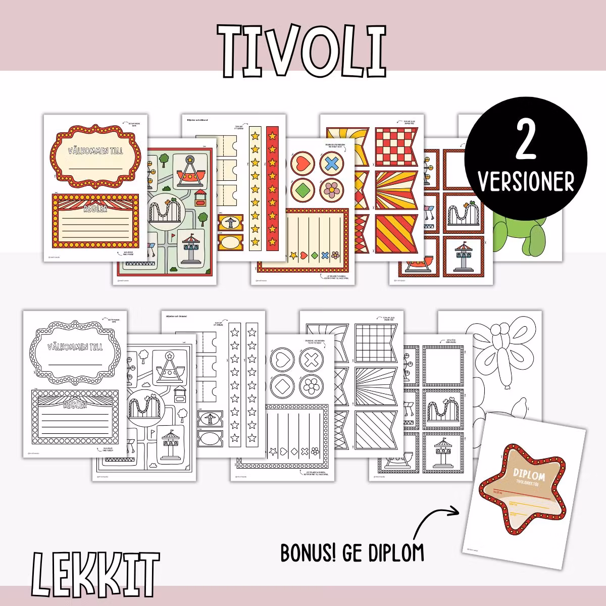 Lekkit tivoli - Lekkit för barn att skriva ut