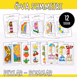 Symmetri - Färglägg pixelbilder - Sommar