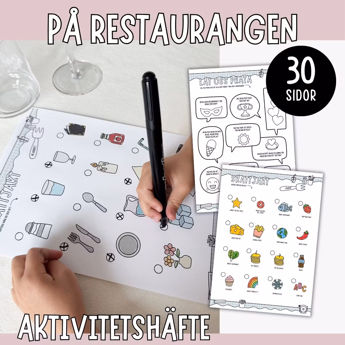På restaurangen - Utmaningar, prat, spel, skattjakter & pyssel