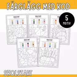 Färglägg med kod - Skolstart