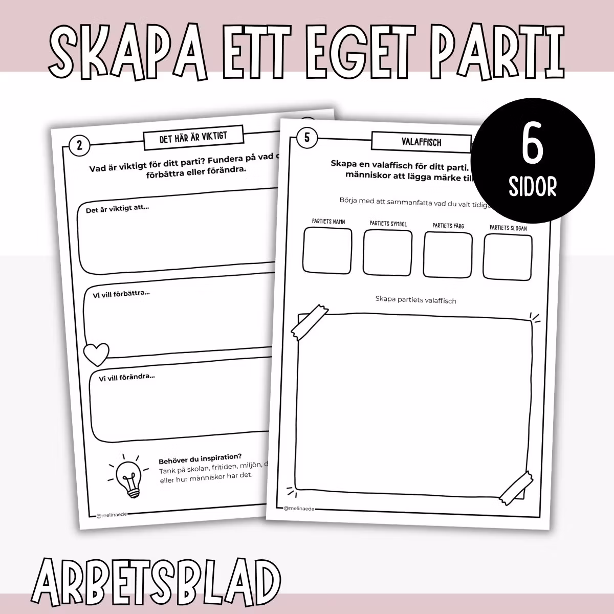 Skapa ett eget parti - Arbetsblad om val & demokrati