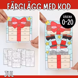 Färglägg med kod (räkna 0-20) - Jul
