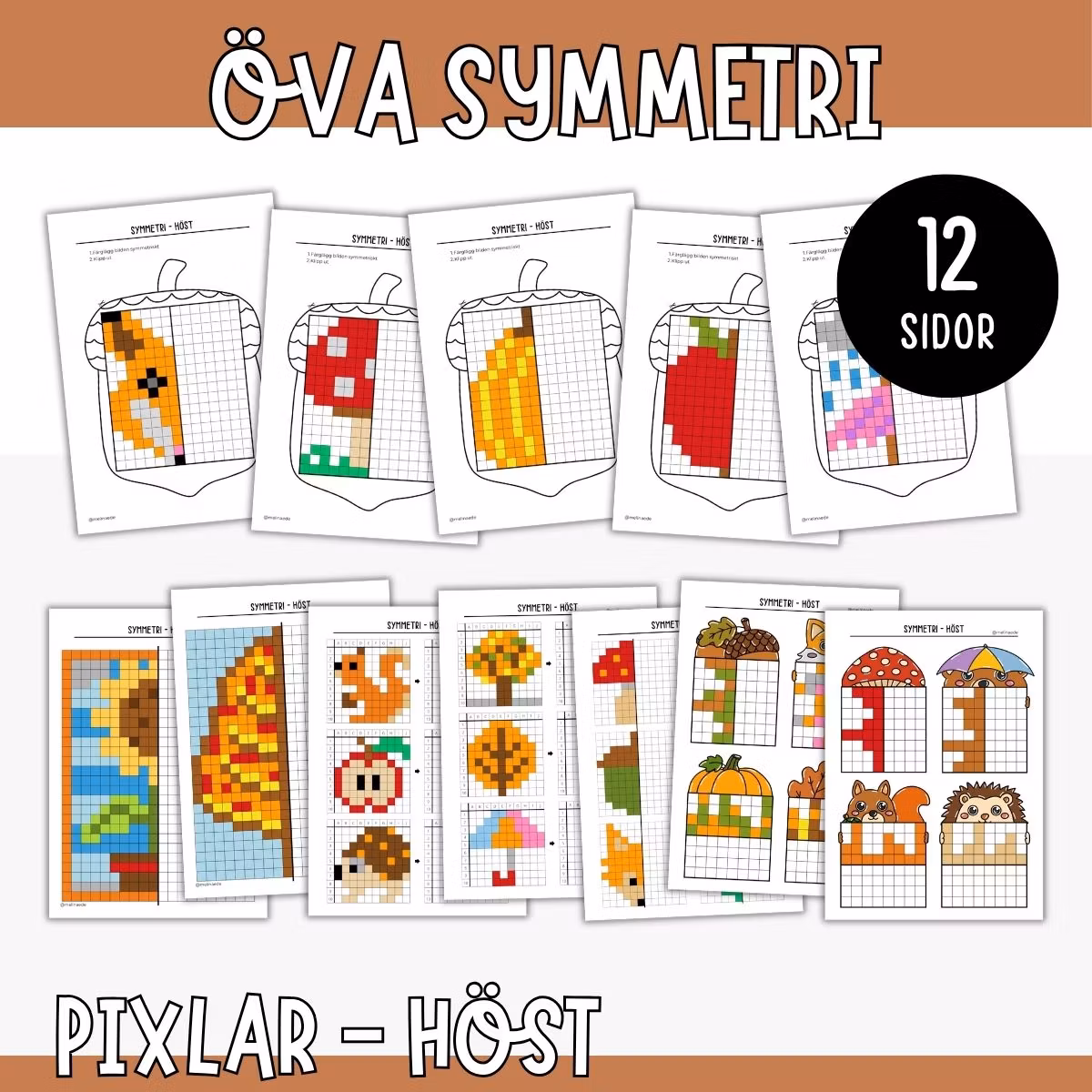 Symmetri - Färglägg pixelbilder - Höst