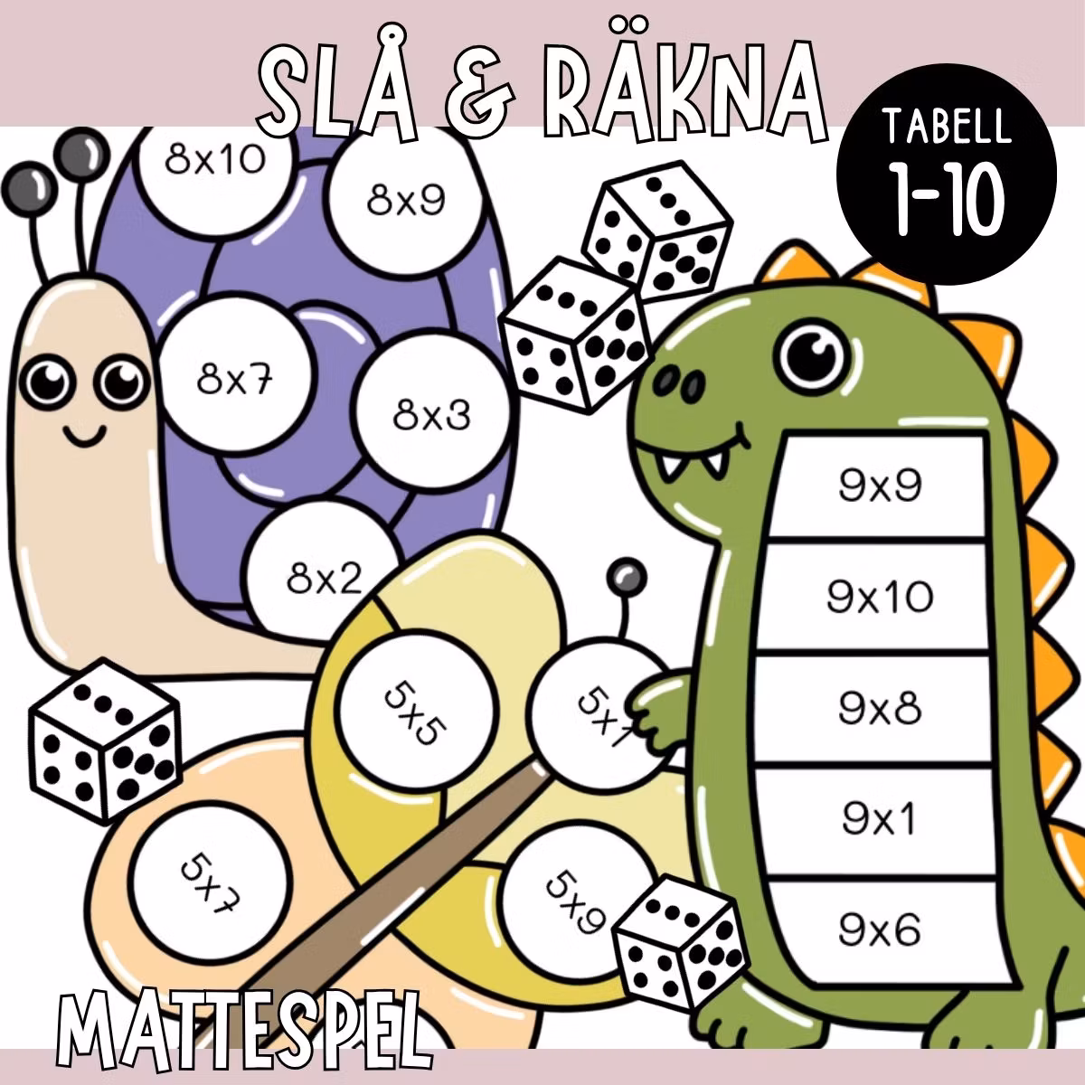 Slå & räkna (10 mattespel) - Multiplikation tabell 1-10