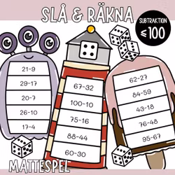 Slå & räkna (10 mattespel) - Subtraktion upp till 100