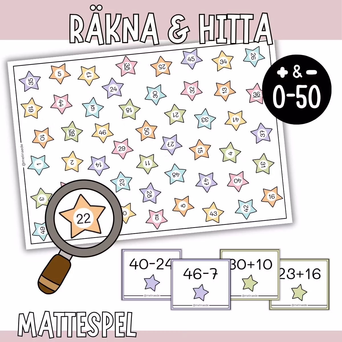 Räkna & hitta (0-50) - Mattespel med addition & subtraktion