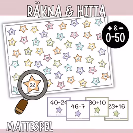Räkna & hitta (0-50) - Mattespel med addition & subtraktion