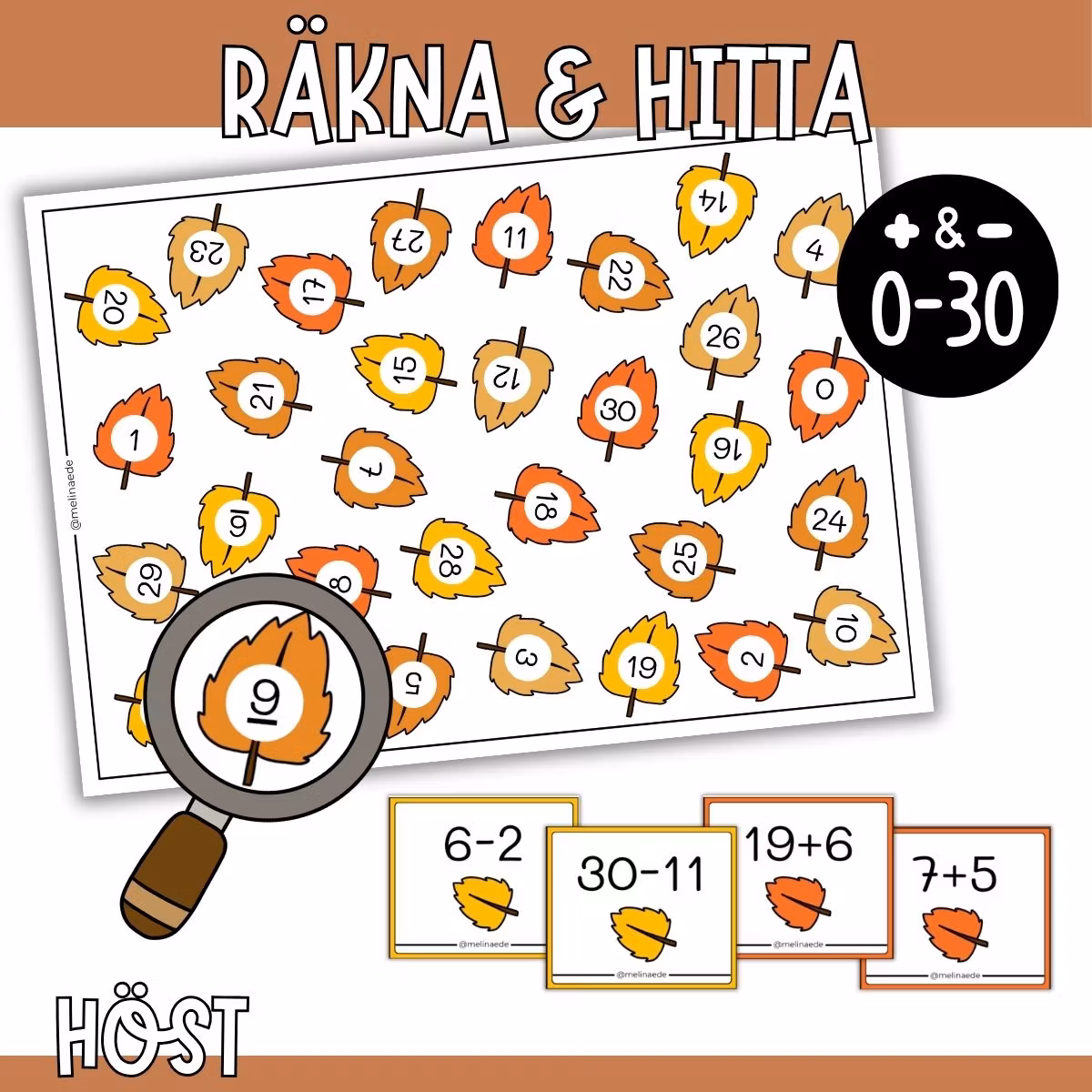 Räkna & hitta (0-30) - Mattespel - Höst