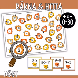 Räkna & hitta (0-30) - Mattespel - Höst