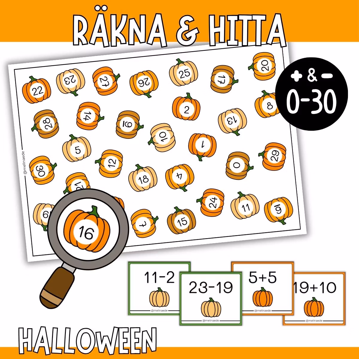Räkna & hitta (0-30) - Mattespel - Halloween