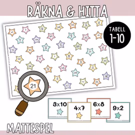 Räkna & hitta (Gångertabell 1-10) - Mattespel med multiplikation