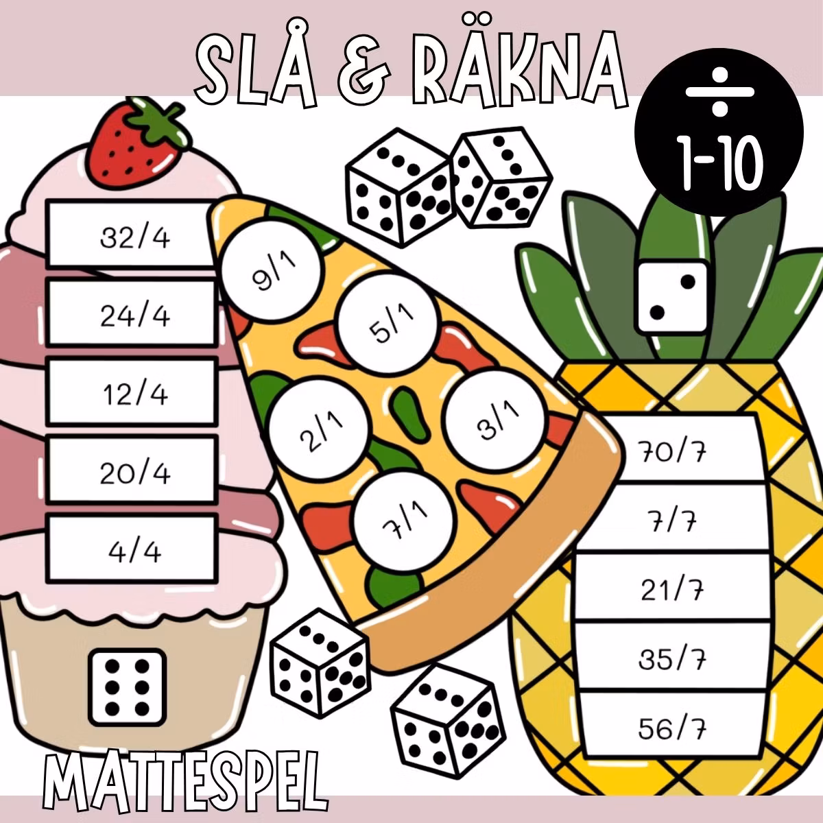 Slå & räkna (10 mattespel) - Division tabell 1-10