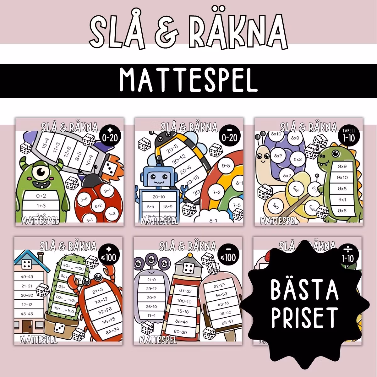 Slå & räkna - Stort paket med mattespel