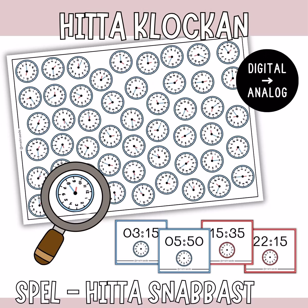 Hitta tiden - Mattespel med digital & analog klocka