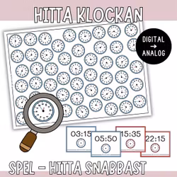 Hitta tiden - Mattespel med digital & analog klocka