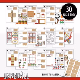 30 färdiga Nissebus - Nissebrev & rekvisita (år 1)