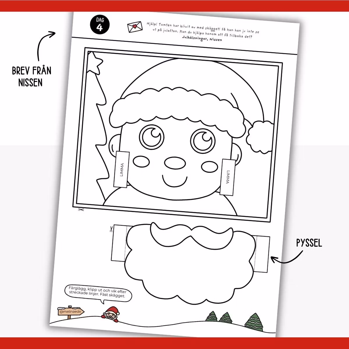 Nissens pysselkalender - 24 nissebrev med julpyssel (år 1)