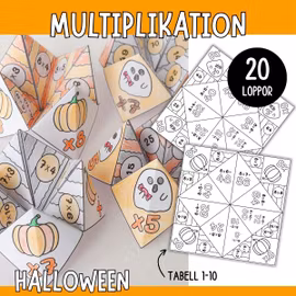 Träna gångertabellen - Halloween (multiplikationsloppor)