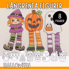 Långbenta figurer - Halloweenpyssel att skriva ut