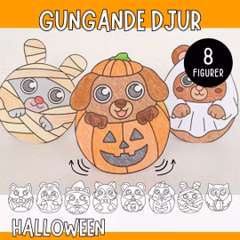 Gungande djur - Halloweenpyssel att skriva ut
