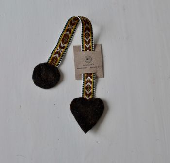 Bokmärke brun/vitt band