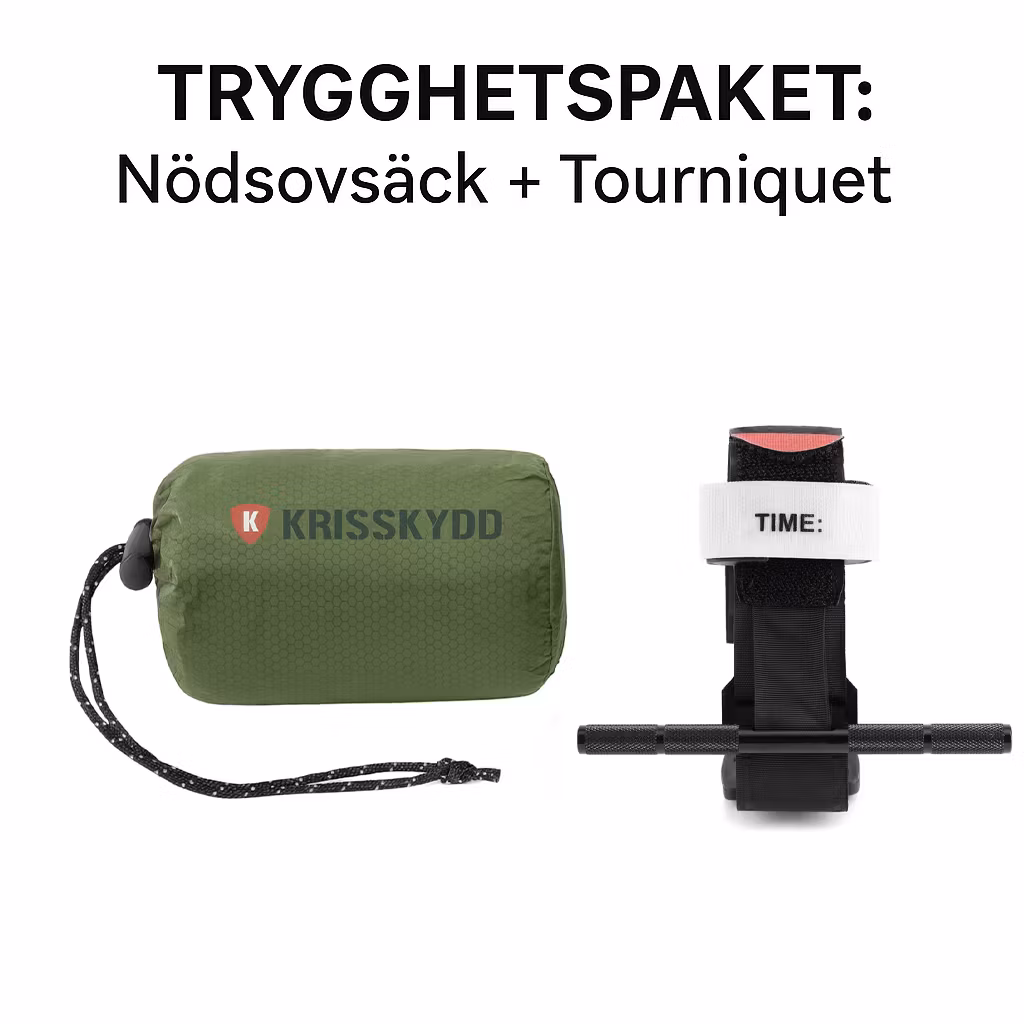 Sveriges Trygghetspaket – Tourniquet + Nödsovsäck