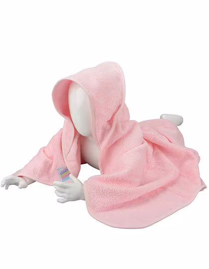 Babyhandduk med luva, ljusrosa