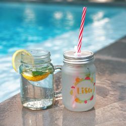 FROSTAD Mason Jar med sugrör 6-pack