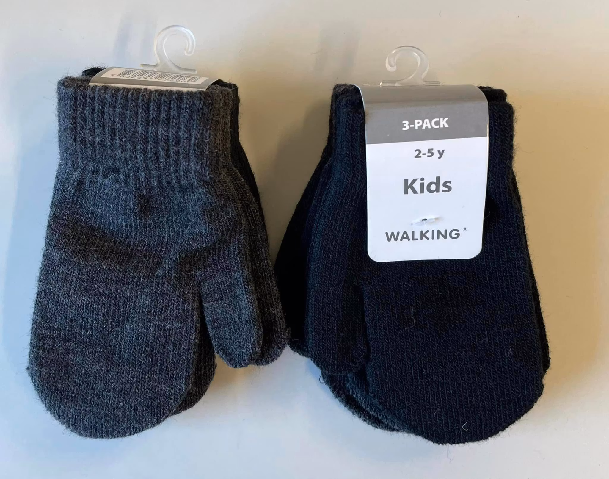 2-5 år Tumvantar 3-pack, svart och grå
