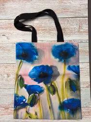 Tygväska blå vallmo