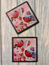 Glasunderlägg 2-pack. Domherre