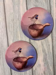 Glasunderlägg 2-pack. Blåhake.