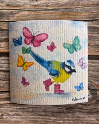 Blåmes med fjärilar