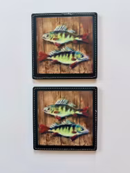 Glasunderlägg 2-pack. Abborre