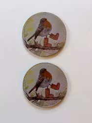 Glasunderlägg 2-pack. Rödhake.