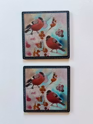 Glasunderlägg 2-pack. Domherre