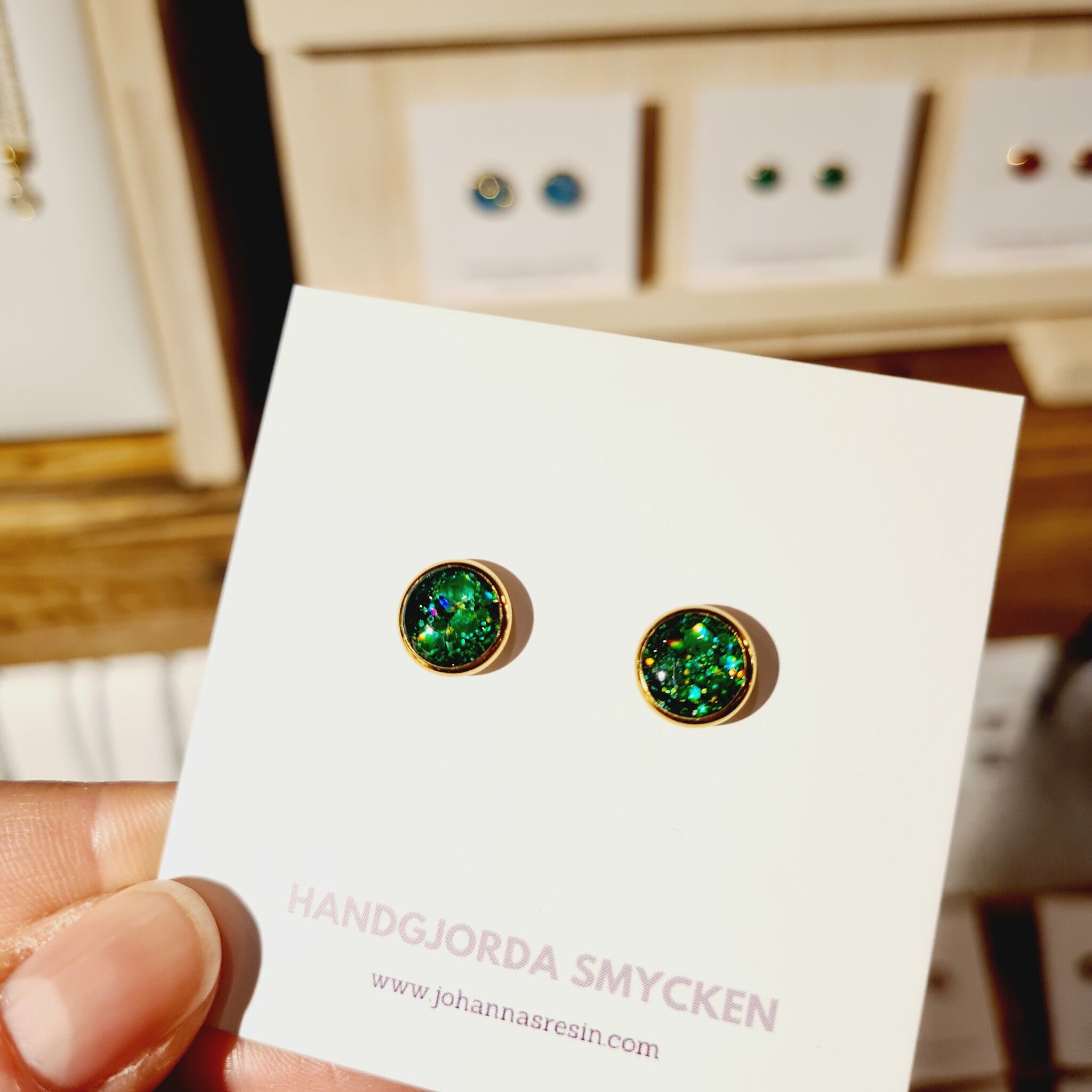 Guld med Grönt eller Rött glitter (10 mm)