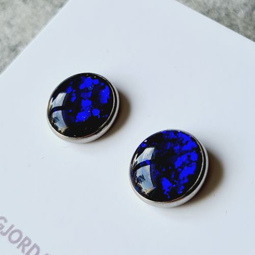 Örhänge - mörkblått glitter (14 mm)