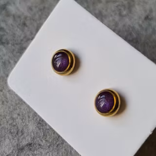 Örhänge MINI guld - lila (6 mm)
