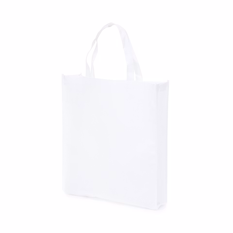 Tygpåse i non-woven material med bälg, korta handtag