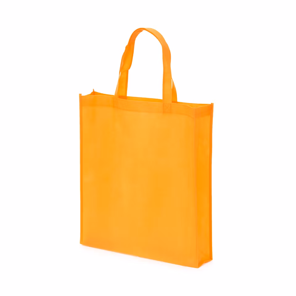 Tygpåse i non-woven material med bälg, korta handtag