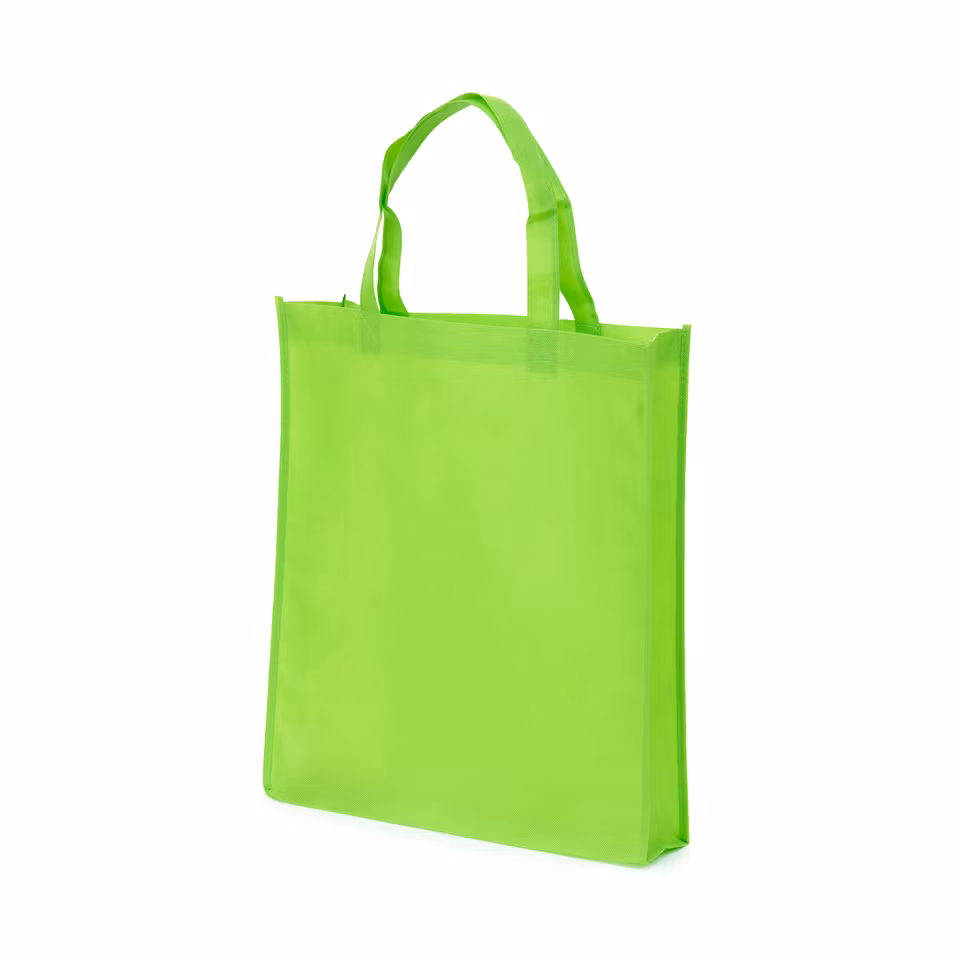 Tygpåse i non-woven material med bälg, korta handtag